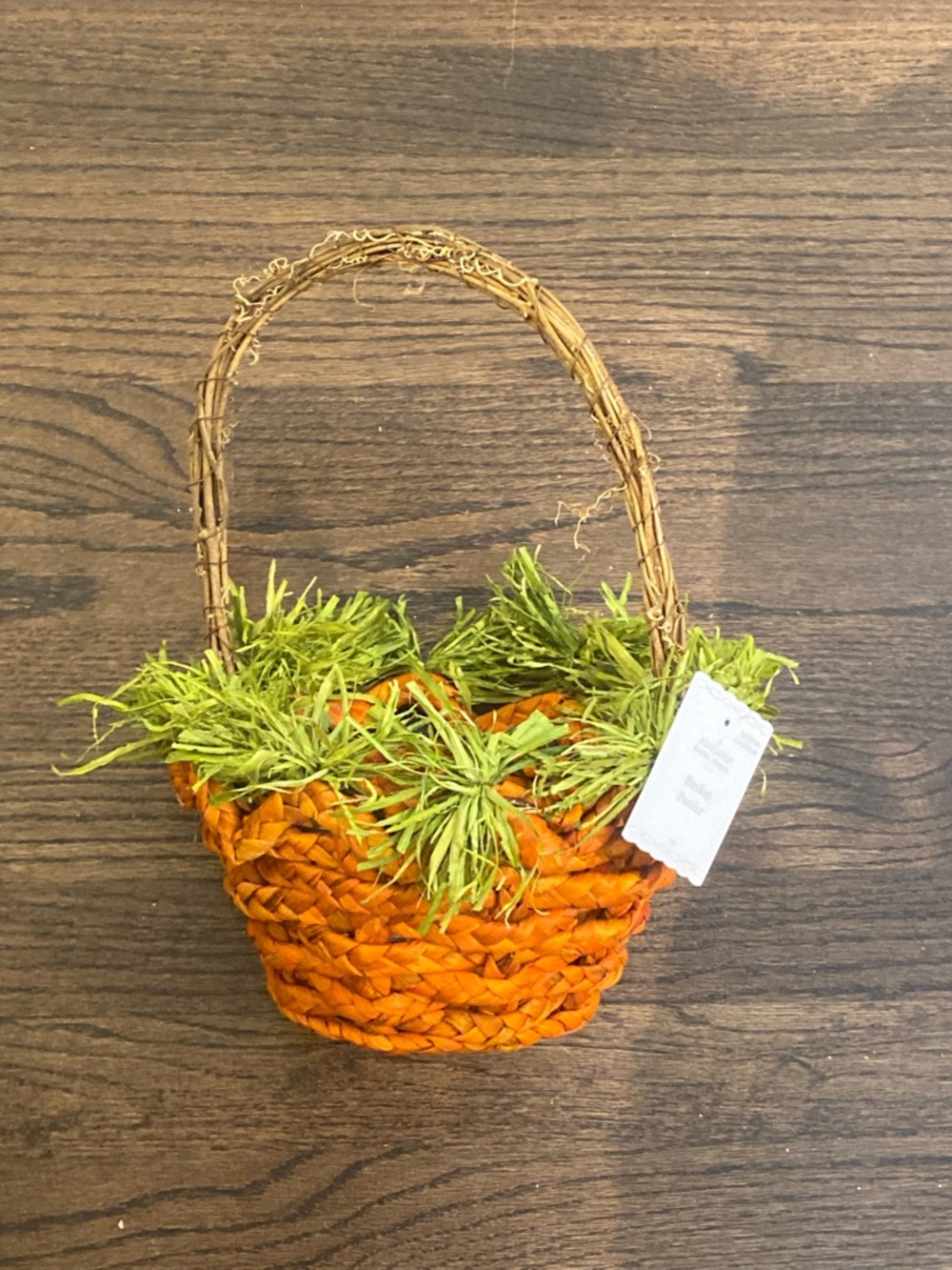 Ashland Orange Woven Easter Basket w Raffia Trim